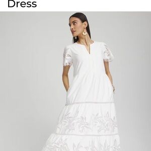 Chico's White Lace Inset Fully Lined Maxi Dress